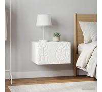 Ziaphsol Wall Side Table Set of 2 White Glossy Finish Compact 34.5 x 33 x 20 cm Modern Scandinavian Bedroom Living Room Furniture with Storage Drawer for Small Spaces