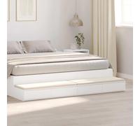 Ziaphsol White Bed Drawer 200 x 36.5 x 16.5 cm Engineered Wood Storage Unit with 4 Drawers for Bedroom Living Room Modern Minimalist Design