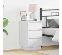 Ziaphsol White Bedside Cabinet 39 x 34.5 x 65 cm Engineered Wood Modern Minimalist Nightstand with USB LED Lights Drawer Storage for Bedroom Lounge Dormitory