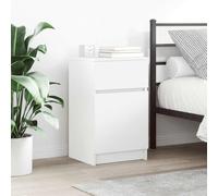 Ziaphsol White Bedside Table 39x35x65 cm Engineered Wood Modern Bedroom Furniture with Storage Drawer and Wall Mount Option for Bedroom, Living Room, Or Dormitory Decor