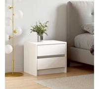 Ziaphsol White Bedside Table 40x31x35.5 cm Solid Pine Wood Vintage Bedroom Furniture with 2 Drawers Modern Scandinavian Style nightstand for Bedroom Living Room Decor