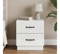 Ziaphsol White Bedside Table 43 x 34.5 x 44.5 cm Wooden Engineering Bedroom Nightstand with Two Drawers Vintage Style Modern Home Decor for Bedroom, Living Room, Or Guest Room
