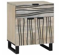 Ziaphsol White Bedside Table 50 x 33 x 60 cm Wooden Nightstand with Drawer and Storage Rustic Design for Bedroom Living Room Small Space Furniture