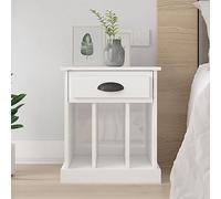 Ziaphsol White Glossy Nightstand 43x36x50 cm with Drawer and Storage Compartments Modern Scandinavian Bedroom Furniture for Living Room Or Child's Room