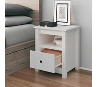 Ziaphsol White Pine Wood Nightstand 40x35x49 cm with Drawer for Bedroom, Modern Scandinavian Style Small Bedside Table with Storage, Rustic Vintage Finish for Living Room Or Dorm