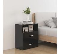 Ziaphsol Wooden 2-Piece Modern Bedroom Side Tables with Ample Storage 50x32x60 cm for Bedroom Decor and Organization in Black Finish