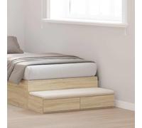 Ziaphsol Wooden Bed Drawer with Chêne Sonoma Finish 75 x 36.5 x 16.5 cm Storage Unit Modern Minimalist Nightstand and Seat for Bedroom Lounge Living Room Bedside Furniture
