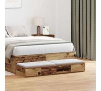 Ziaphsol Wooden Bed Drawer with Vintage Finish 120 x 36.5 x 16.5 cm Multi-Use Storage Unit for Bedroom Living Room with Four Drawers, Supports up to 100 kg, Durable Scandinavian Style