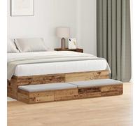 Ziaphsol Wooden Bed Drawer with Vintage Finish 140 x 36.5 x 16.5 cm Modern Minimalist Storage Unit Multi-Purpose Nightstand and Seat for Bedroom Lounge Or Dorm