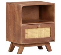 Ziaphsol Wooden Bedside Table 40x30x50 cm with Drawer and Shelf for Bedroom Modern Rustic Scandinavian Style Durable Mango Wood Bedroom Furniture