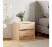 Ziaphsol Wooden Bedside Table 40x31x35.5 cm with Two Drawers Rustic Pine Natural Finish Bedroom Nightstand Modern Scandinavian Design Compact Storage Furniture