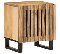Ziaphsol Wooden Bedside Table 40x34x46 cm Made of Solid Mango Wood with Natural Finish for Bedroom Decor and Storage, Featuring a Drawer and Sturdy Legs, Ideal for Modern, Vintage