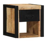 Ziaphsol Wooden Bedside Table 40x35x40 cm Solid Mango Wood Wall Mount Nightstand with Storage Shelf for Bedroom Lounge Modern Scandinavian Rustic