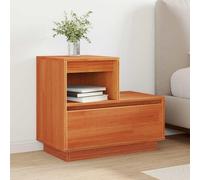 Ziaphsol Wooden Bedside Table Cire Marron 60x34x51 cm with Drawer Rustic Design for Bedroom Living Room Modern Vintage Scandinavian Style Durable Engineering Wood