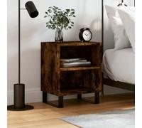 Ziaphsol Wooden Bedside Table in Smoked Oak Finish 40x30x50cm with Storage Compartments for Bedroom Living Room Modern Scandinavian Style Durable MDF and Metal Construction