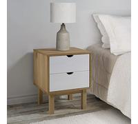 Ziaphsol Wooden Bedside Table OTTA in Brown and White 45x39x57cm Made of Solid Pine Wood with Spacious Drawers, Ideal for Bedroom, Living Room Or as a Side Table
