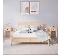 Ziaphsol Wooden Bedside Table Set of 2 79.5x38x65.5 cm Solid Pine Wood Elegant Rustic Bedroom Side Tables with Drawer and Storage for Living Room Or Bedroom Decor