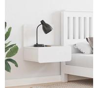 Ziaphsol Wooden Bedside Table White 44 x 32.5 x 40 cm Solid Pine Nightstand with Drawer for Bedroom Modern Rustic Decor