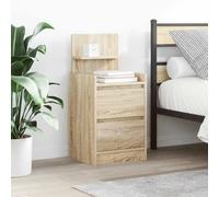 Ziaphsol Wooden Bedside Table with 2 Drawers 38x34x80 cm in Sonoma Oak Modern Bedroom Nightstand with Storage for Living Room and Bedroom Decor Durable MDF and Engineered Wood Furniture
