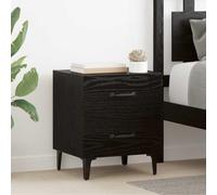 Ziaphsol Wooden Bedside Table with Drawer 2 Pieces Chene Noir 40 x 35 x 47.5 cm Rustic Nightstand for Bedroom Living Room Small Space Storage Modern Vintage Design