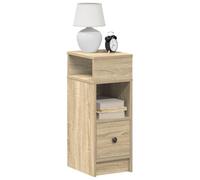 Ziaphsol Wooden Bedside Table with Drawer in Sonoma Oak Finish 25x31x66 cm Modern Scandinavian Bedroom Furniture with Storage for Nightstand and Living Room Decor