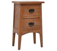 Ziaphsol Wooden Bedside Table with Two Drawers 40 x 29 x 68 cm Rustic Brown Solid Pine Bedroom Nightstand with Storage for Bedroom Living Room and Office