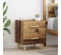 Ziaphsol Wooden Bedside Table with Two Drawers Rustic Antique Finish 40 x 35 x 47.5cm Compact Storage Nightstand for Bedroom Lounge Living Room Modern Vintage Style