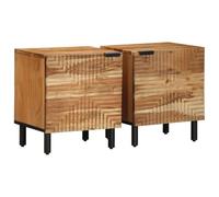 Ziaphsol Wooden Bedside Tables Set of 2 40 x 33 x 46 cm Acacia Solid Wood Modern Vintage Nightstand with Storage for Bedroom Living Room Furniture