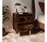 Ziaphsol Wooden Bedside Tables Set of 2 in Smoked Oak 40x35x50 cm Scandinavian Style with Storage Drawers and Stable Wooden Legs for Bedroom Living Room Modern Vintage Furniture