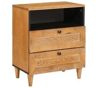 Ziaphsol Wooden Light Brown Nightstand 50x33x62 cm with Drawer and Shelf Rustic Design for Bedroom Living Room Modern Vintage Scandinavian Style