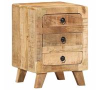 Ziaphsol Wooden Mango Wood Bedside Table 37x32x50 cm with Storage Rustic Nightstand for Bedroom Lounge Or Living Room Home Decor