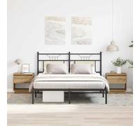 Ziaphsol Wooden Nightstand 2 Piece Set Rustic Oak Finish Compact Storage Bedroom Side Tables for Modern Vintage Scandinavian Decor