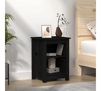 Ziaphsol Wooden Nightstand Black 40x35x55 cm Solid Pine Bedside Table with Storage for Bedroom and Living Room Decor