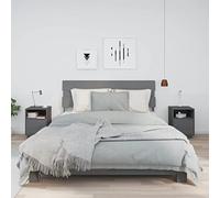 Ziaphsol Wooden Nightstand Set of 2 in Gray with 40x34x55 cm Dimensions Durable Solid Pine Wood Rustic Finish Modern Bedroom Furniture with Adjustable Door and Spacious Storage