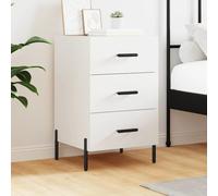 Ziaphsol Wooden Nightstand White 40x40x66 cm Modern Scandinavian Bedroom Side Table with Drawers Metal Legs for Living Room Or Bedroom Decor