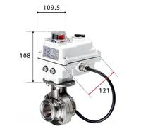 ZIATLPMW Vanne Papillon sanitaire en Acier Inoxydable 304/316L avec actionneur électrique, for tuyaux de 19 à 108 mm, 1,5", 2" à 4"(Mini 51mm Pipe K64)