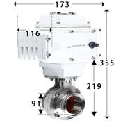 ZIATLPMW Vanne Papillon sanitaire en Acier Inoxydable 304/316L avec actionneur électrique, for tuyaux de 19 à 108 mm, 1,5", 2" à 4"(76mm Pipe K77.5)