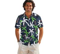 ZIATUBLES Chemise boutonnée pour homme - Chemise décontractée à manches courtes - Haut d'été cool - Vêtement de plage pour fête et voyage, Cocotier, XL