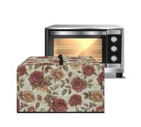 ZIATUBLES Housse anti-poussière portable pour four à micro-ondes avec poignée - Proecteur à micro-ondes rétro - Imprimé fleur rose - Accessoires de cuisine - Friteuse à air comprimé - Housse de four