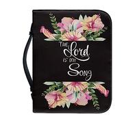 ZIATUBLES Housse de Bible à fermeture éclair pour homme et femme - The God is My Song, sac d'église en cuir synthétique avec poignée - marque-page de rangement, stylo, bloc-notes, taille 2XL