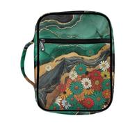 ZIATUBLES Housse de bible à imprimé floral marbré vert pour homme et femme - Étui de transport de grande capacité avec fermeture éclair pour étude chrétienne en plein air