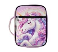 ZIATUBLES Housse de bible à imprimé licorne rose pour femmes, hommes, garçons et filles, étui de transport avec poignée et poche zippée, sac de bible d'église pour étude chrétienne en plein air