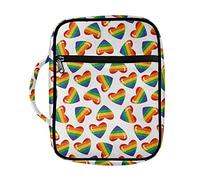 ZIATUBLES Housse de bible à motif cœur coloré arc-en-ciel, sac de transport pour livre de la Bible, étui d'église, sac à main de protection à motif floral avec poignée et poche zippée pour homme et