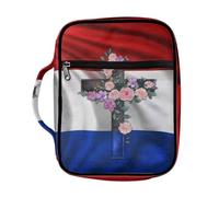ZIATUBLES Housse de bible avec drapeau des Pays-Bas avec imprimé croix rose pour femmes, hommes, garçons et filles, étui de transport pour livres, sac à main, protection pour prière chrétienne, étude