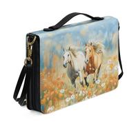 ZIATUBLES Housse de bible en cuir PU avec bandoulière pour homme et femme - Motif cheval qui court - Taille XL