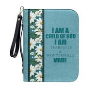 ZIATUBLES Housse de bible en similicuir pour l'église, sac de transport pour livre de prière, chrétien, taille L-2XL, Verset biblique marguerite, XXL