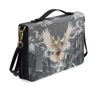 ZIATUBLES Housse de bible rétro à imprimé pigeon de grande capacité avec poches à fermeture éclair, bandoulière pour homme et femme, sac de protection pour prière et étude en plein air, taille M