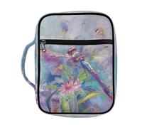 ZIATUBLES Housse de bible unisexe pour femmes, hommes, garçons, filles, motif floral, libellule, étui de transport pour livre de bible, étui de protection pour l'écriture, sac à main pour étude