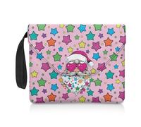 ZIATUBLES Housse de protection amusante avec imprimé Père Noël et étoiles pour les amateurs de livres - Fermeture à bouton - Grande capacité - 30 x 24 cm