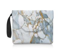 ZIATUBLES Housse de protection en tissu lavable avec rabat à bouton pour les amateurs de livres Motif marbre doré blanc gris